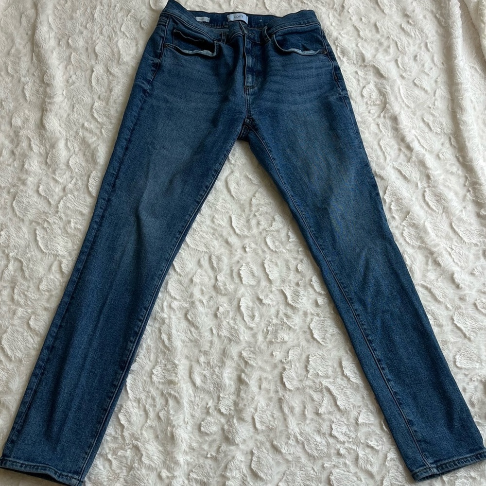 LOFT Women's Size 6 Light Blue Skinny Jeans - Stretch Denim Ruffle Pockets - Picture 2 of 5
